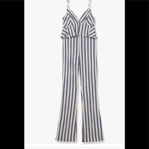BCBG Generation Size 2 small striped peplum jumpsuit with flare leg new …